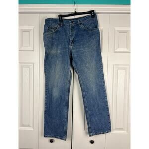 Vtg Lee Straight Leg Jeans Mens 36 x 30 Blue Denim Medium Wash Fading